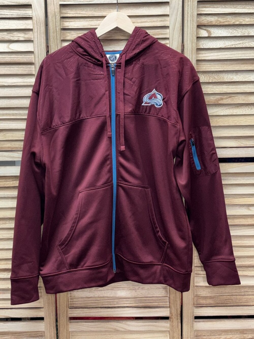 NHL Colorado Avalanche Full Zip Maroon Hoodie Blue Zipper Size Large